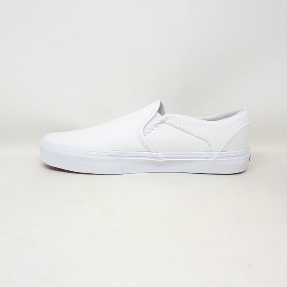 Vans Asher Canvas All White Slip-On Classic Skate Shoe Sneaker Womens Size 9.5 - Picture 2 of 12